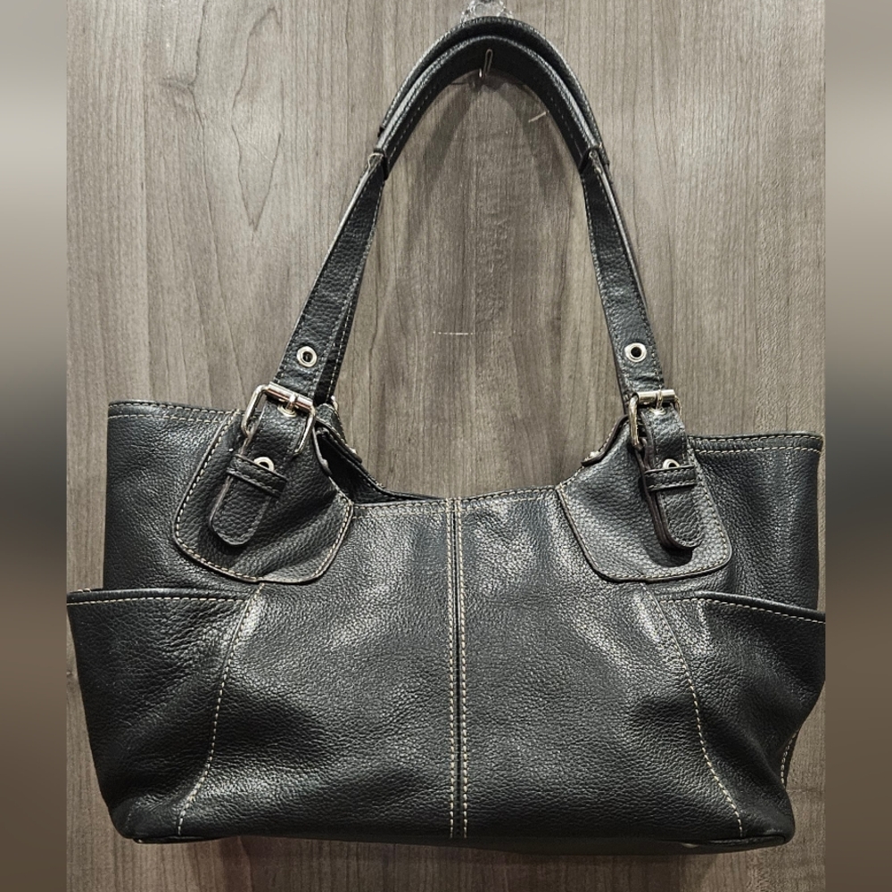 Tignanello Black Leather Tote Bag